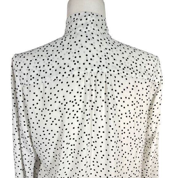 Judith & Charles Womens Size Small 6 Polka Dots Cut-Out Bow Neck Blouse Top Blac - Picture 7 of 13